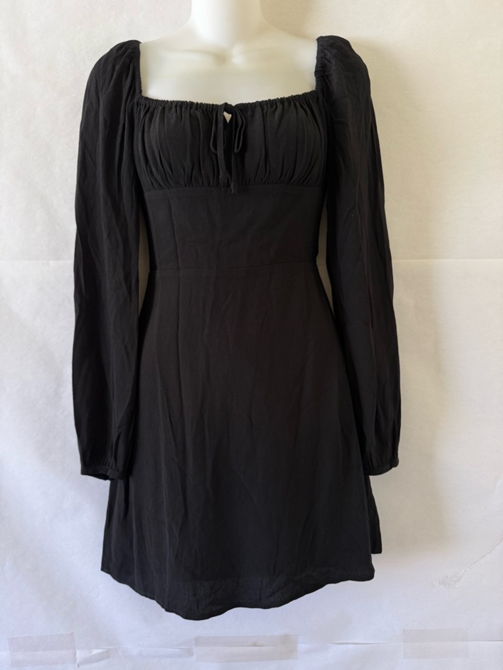 Aritzia Sunday Best Black Milkmaid Mini Dress Sz XS Long Sleeve Witch Whimsigoth